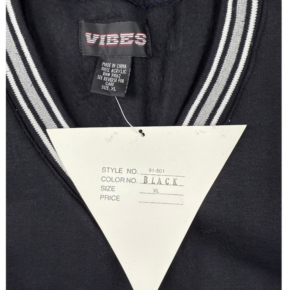 Vintage Y2K Vibes Black V Neck‎ Striped Trim Jersey Vest Size XL - NEW - Picture 5 of 7